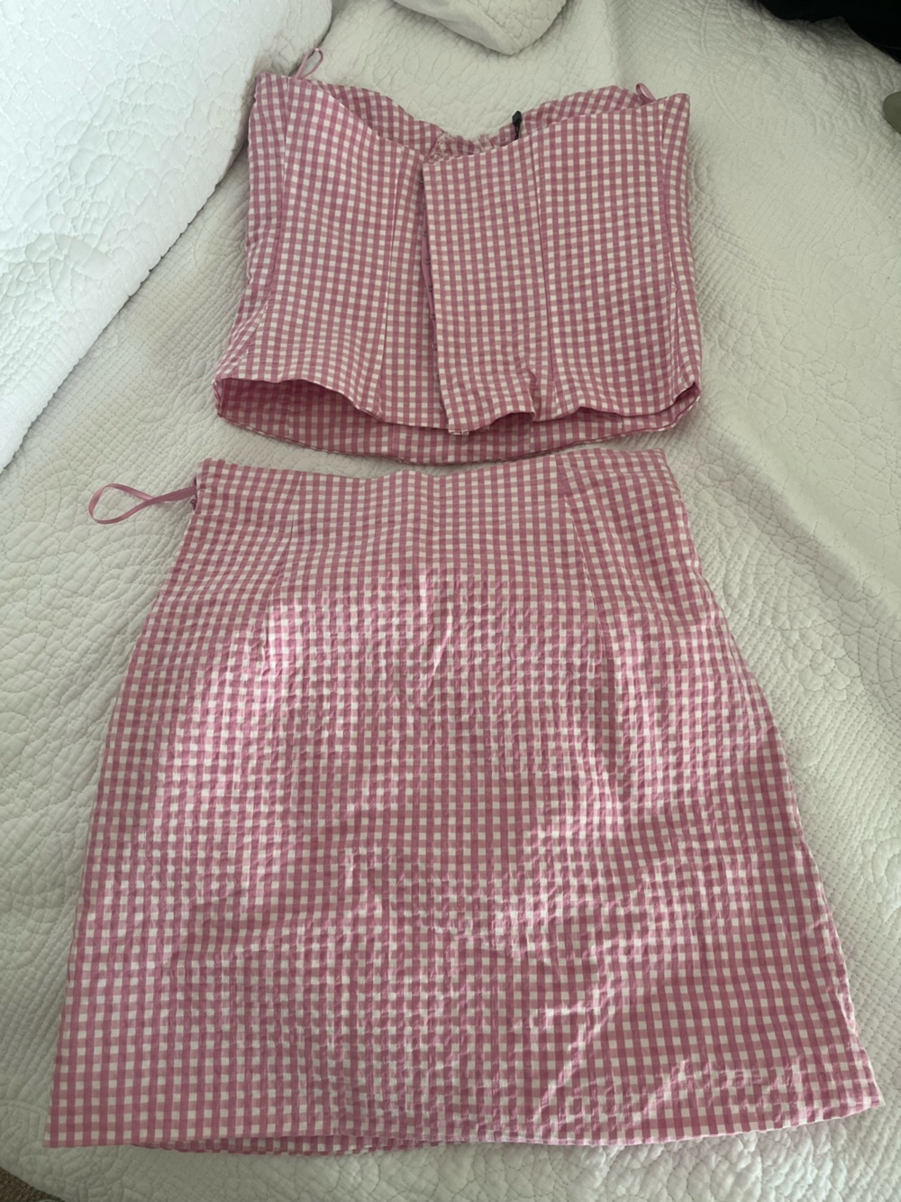 Zara Pink Gingham Two-Piece Slip Set - Picture 2 of 3